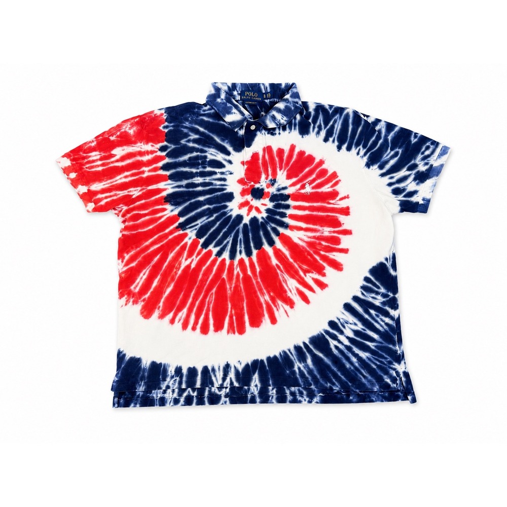Polo Ralph Lauren Custom Slim Fit Tie Dye Polo Shirt Men's XL Red White Blue